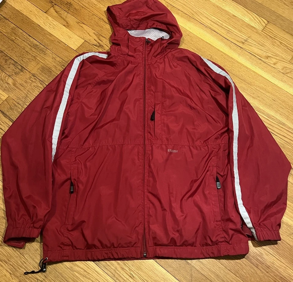 Stussy Vintage 90s Windbreaker RED Light Jacket Size Large Men - Read Desc - Image 3 of 4