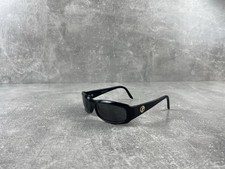 Giorgio Armani Vintage 1990s Oval Wrap Sunglasses Black Acetate Made in Italy