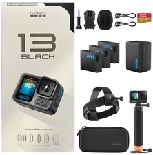 GoPro HERO13 Camera 3 Batteries,Charger 64+256GB cards,Head Strap & Handgrip Kit