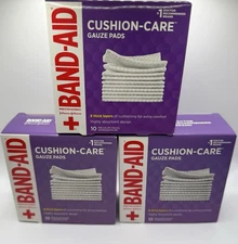 Lot of 3 Band-Aid Cushion Care Gauze Pads | Medium 3” x 3” |  (30 Pads)