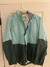 Youth REI Co-op Rain Jacket Size Youth XL Full Zip Hooded Teal and Hunter Green