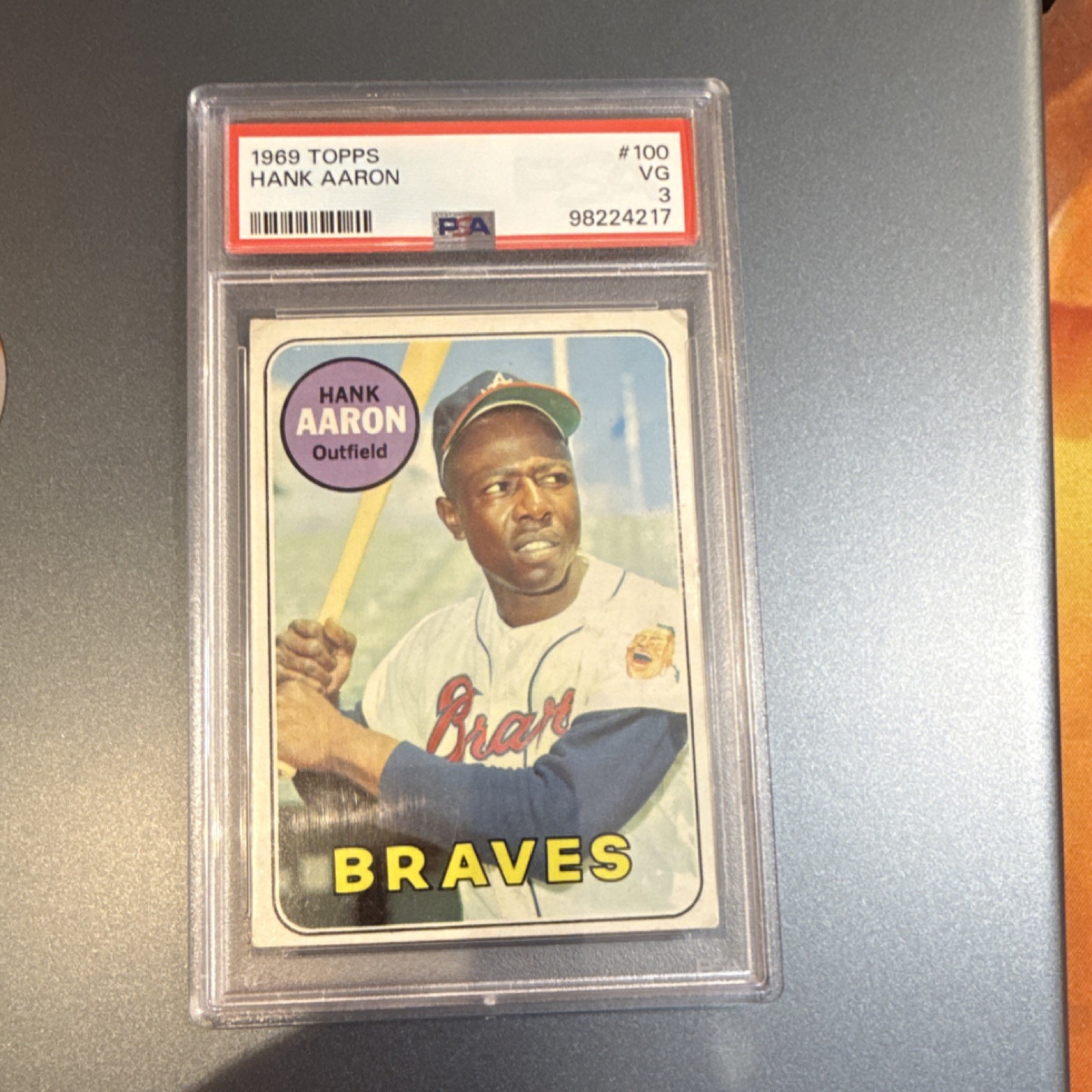 1969 Topps - Hank Aaron #100 PSA VG 3 Braves Baseball Base Set