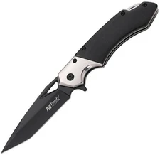 MTech Linerlock A/O Black Knife Coated Stainless Blade Wood Handle MT-A2019BK