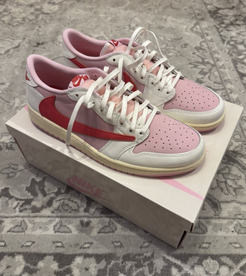 Nike Air Jordan 1 Low OG SP Cactus Jack Sneaker Weiß Rosa Rot US 13