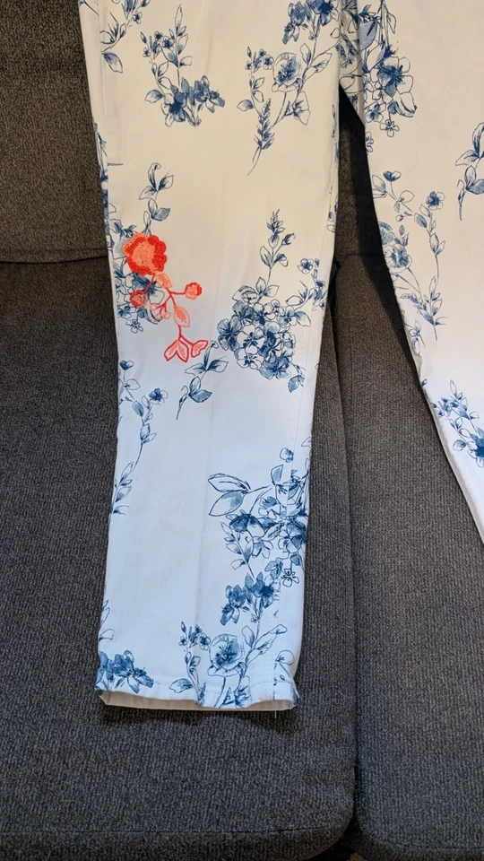 Jean Bestie Mujer Vintage América Blanco Floral Bordado Talla 14R Foto 2 de 4
