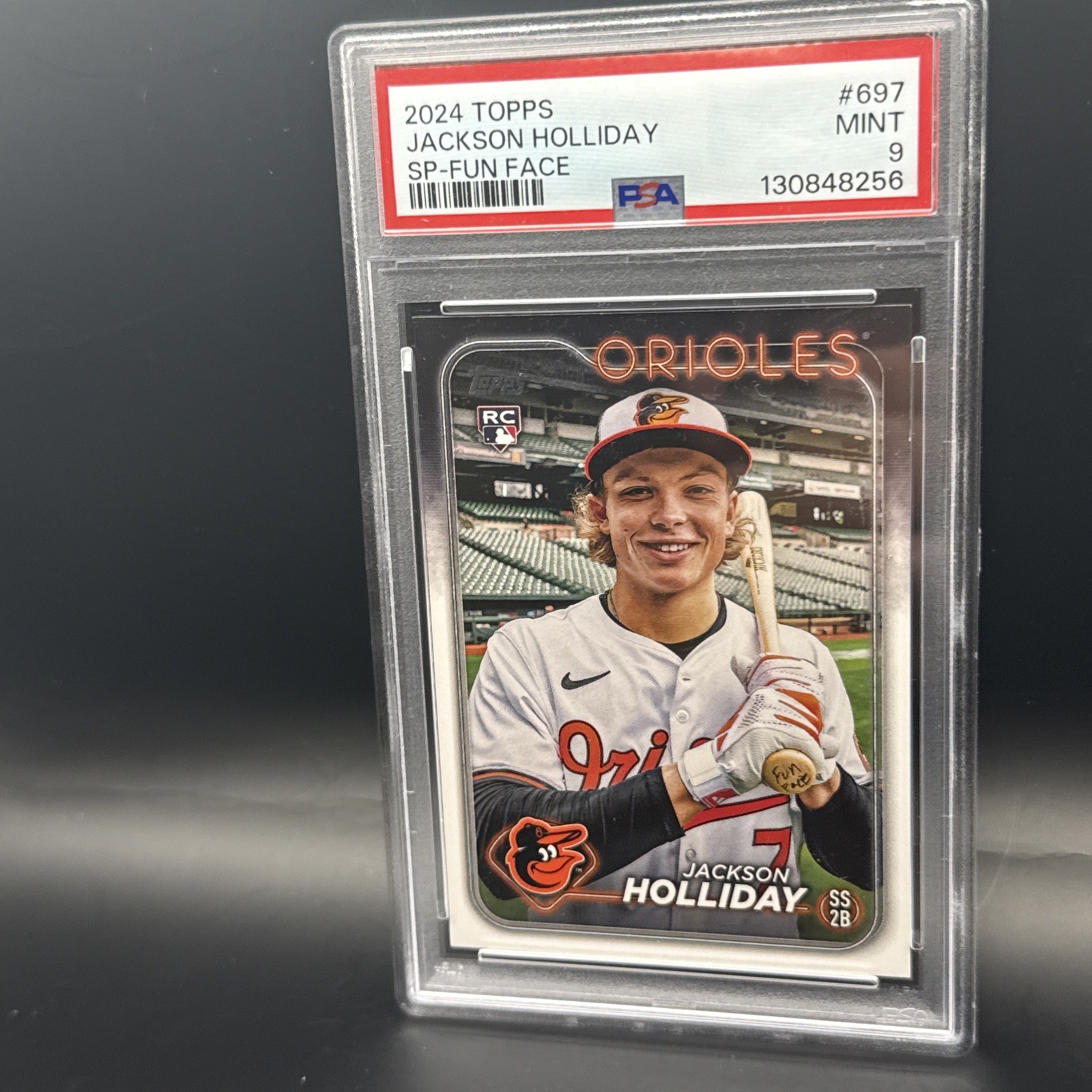 2024 Topps Jackson Holliday Fun Face SP RC PSA 9 Rookie Orioles #697 SSP view 4
