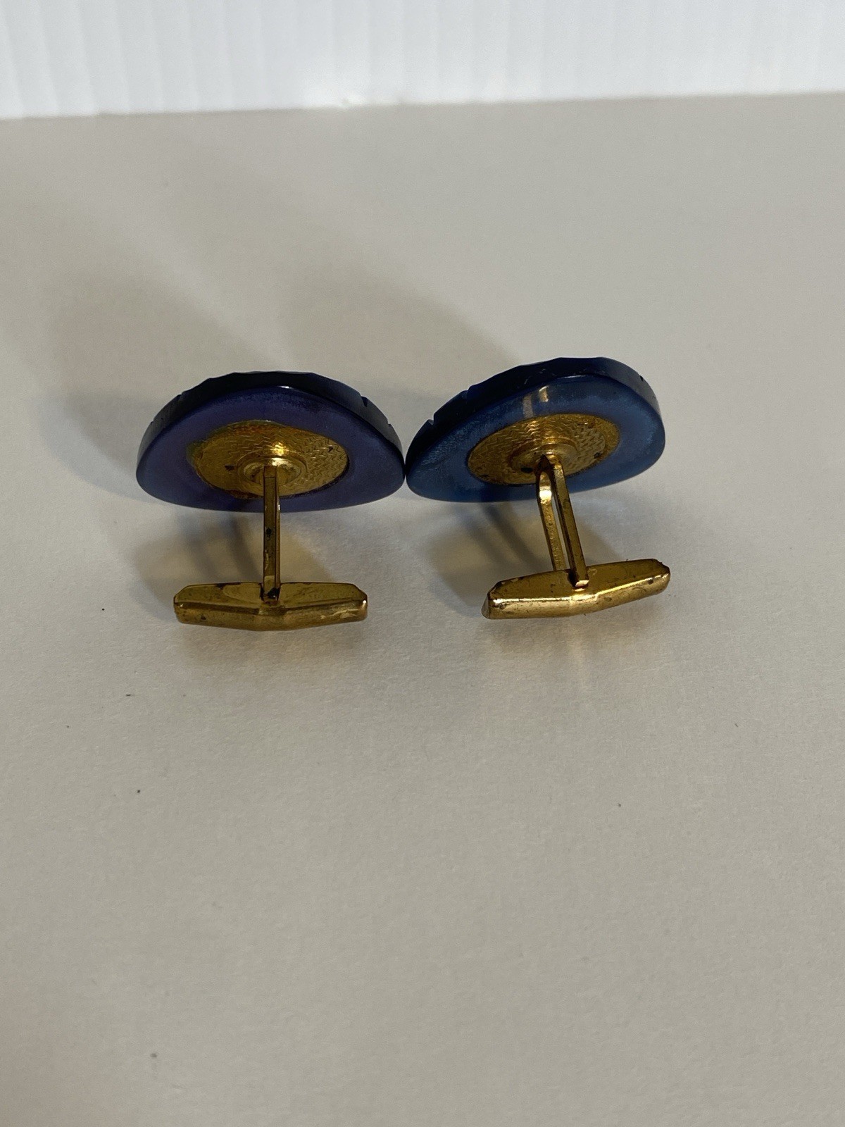 Rare Unique Cufflinks Blue Triangular Oversized W… - image 3