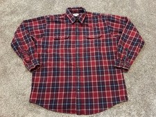 Carhartt Shirt Men 2XLT Tall Red Plaid Heavyweight Flannel LS Button-Up S248 DKR