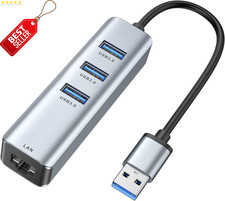 USB 3.0 to Ethernet Adapter with 3Port Hub Gigabit RJ45 for Windows Mac Linux US