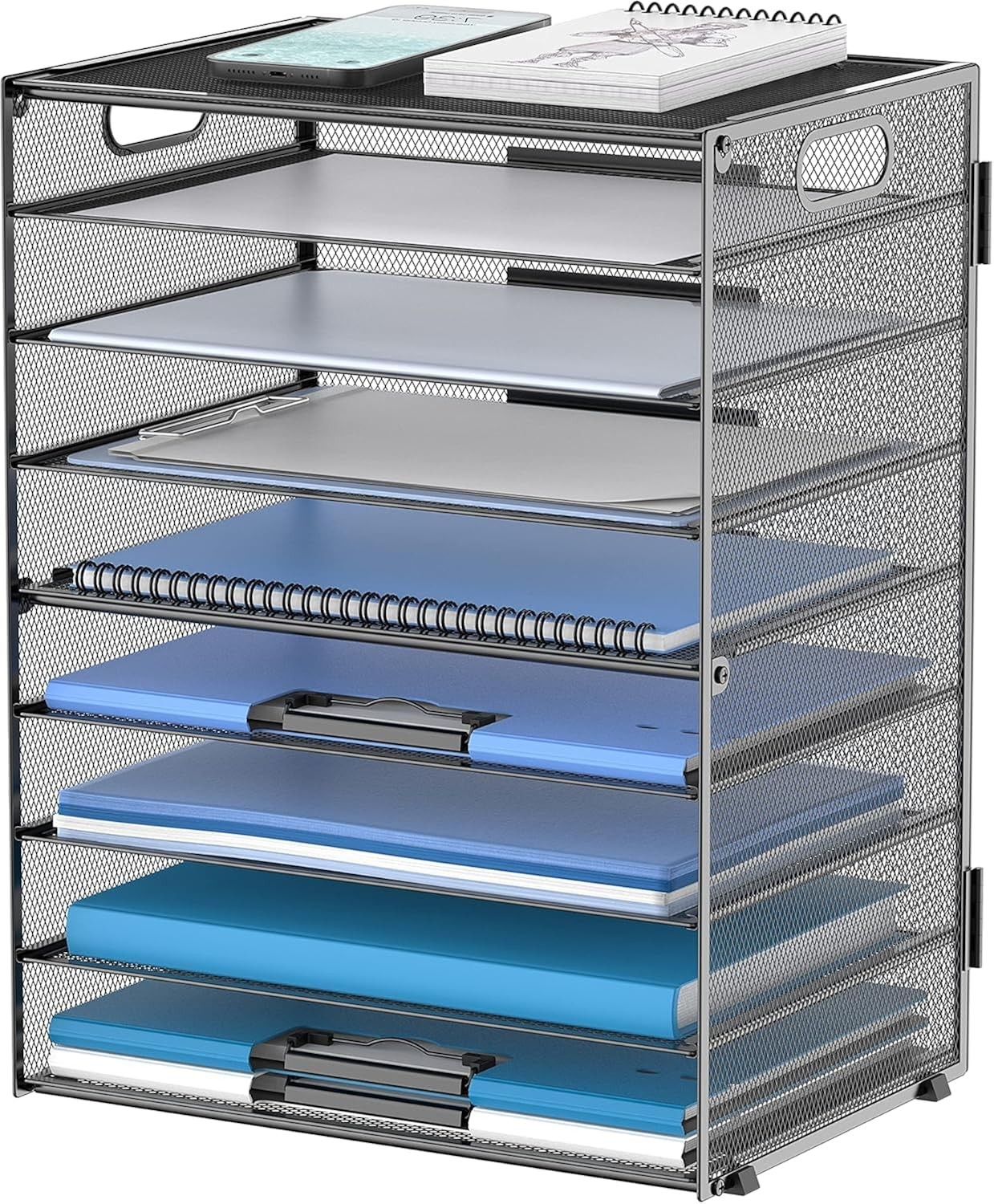 SUPEASY 9-Tier Paper Letter Tray Desk Organiser with Handles, Mesh File