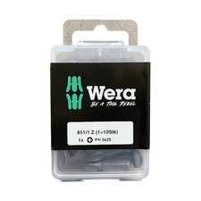 Wera 851/1 Z Phillips Screwdriver Bits 1/4" Hexagon Drive (PH 3, Pack of 10)