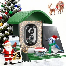 3K HD Smart Bird Feeder with Camera, 2.4Ghz Wifi Solar Powered Smart Feeder, AI 