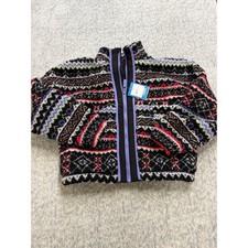 DSG Girls Cozy Fleece Full Zip Jacket Funky Fair Isle Purple Red M 10-12 NWT