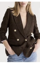 J.Crew Bristol Blazer in Chocolate Umber Herringbone Wool Double-Breasted Size 6