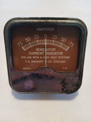 Vintage C.E. Niehoff T-51 Generator Current Indicator Amp Gauge 6/12/24V