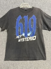 Vintage WWE Rey Mysterio 619 Graphic T-Shirt Black Size Medium Double Sided