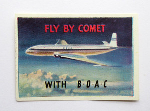 Original Vintage BOAC Fly by Comet Airline Luggage Label Sticker 1950s UK