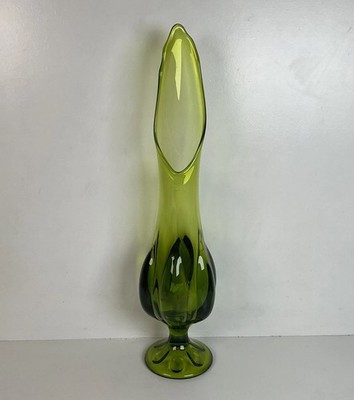 Vintage Viking Green Smoothie Swung Vase 18.5  Footed Six Petal