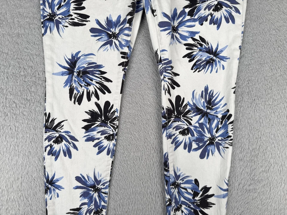 Gap Legging Pants Womens 8 29R White Blue Black Floral Print Cotton 31x29 - Image 3 of 4