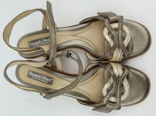 BeautiFeel Kali Cork Wedge Hook & Loop Sandals Gold / Bronze EU 39 US 8-8.5 - Picture 13 of 15