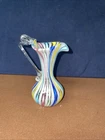 VTG. Murano glass multicolor latticinio ribbon canes Pitcher Vase with handle