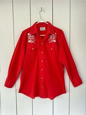 VTG 60s-70s H Bar C California Ranchwear Embroidered Pearl Snap Western Shirt
