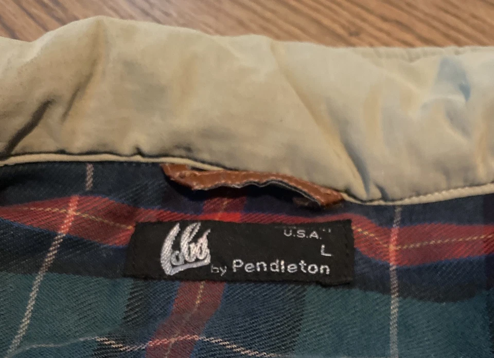 Chaqueta Pendleton Lobo De Colección Grande Verde Hecha en Estados Unidos Cremallera Completa Aislante Años 80 Foto 4 de 4
