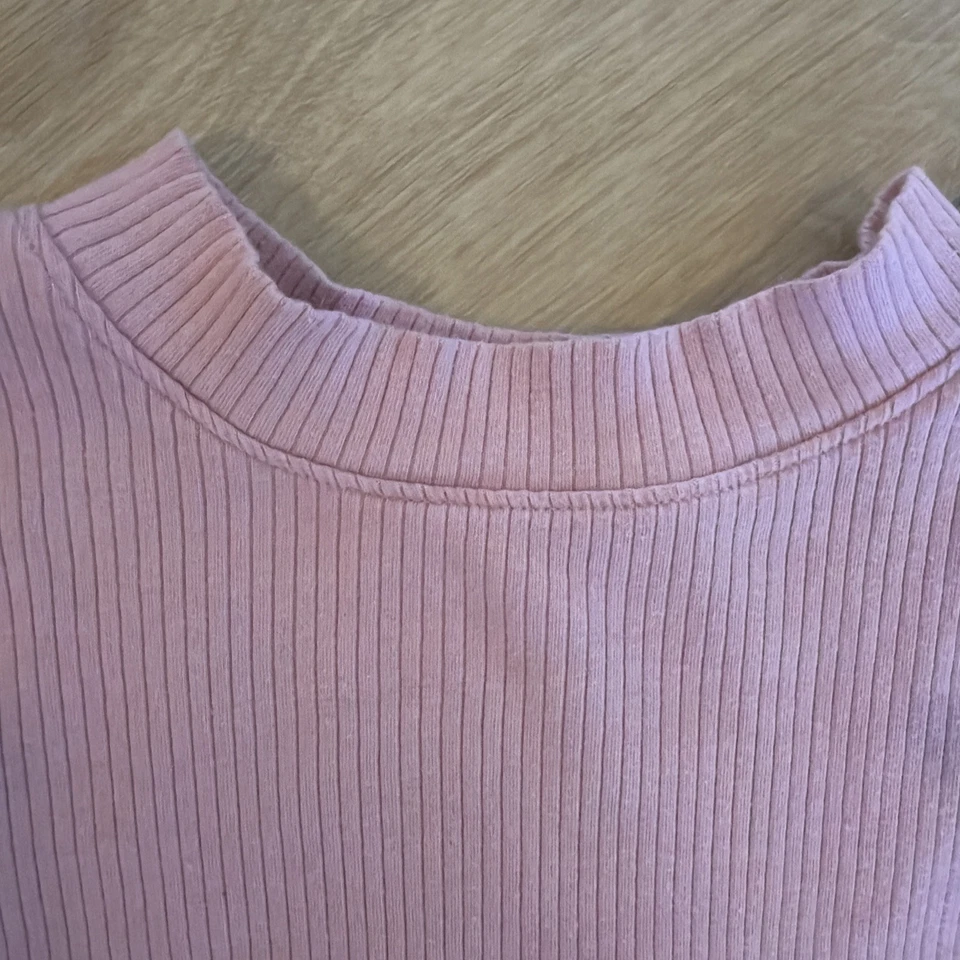 Camisa rosa acanalada manga larga Jumping Bean talla 12 borde hoja de lechuga para niñas Foto 3 de 4