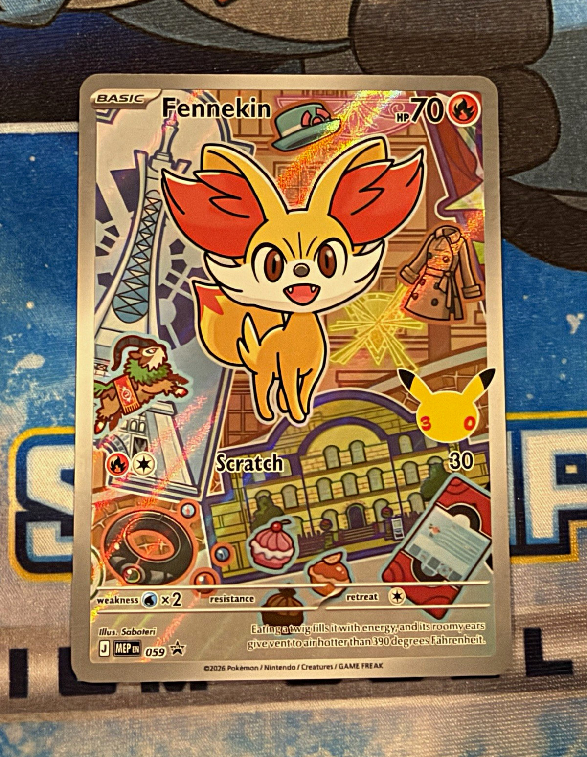 Pokemon TCG Fennekin 059 30th Anniversary Holo Promo English 70 HP