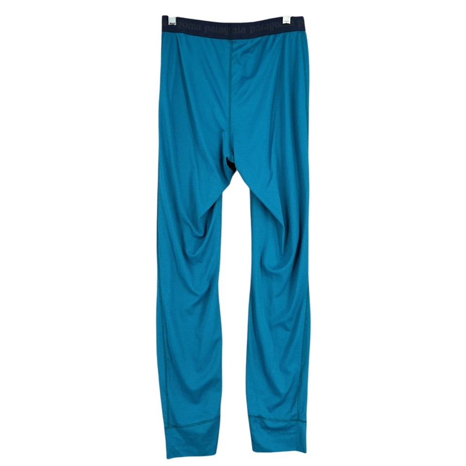 Pantalones de capa base térmica a rayas azul verdoso Patagonia Capilene pequeños para hombre Foto 2 de 4
