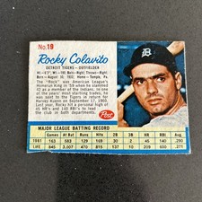 Price Drop - 1962 Post Rocky Colavito 19 Vg (hand Cut Within Borders) Tigers
