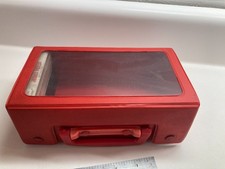 Vintage 1980s Red Vinyl Music Cassette tape Storage Carry Case see through lid