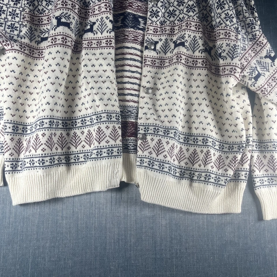 Vintage Chelsea Gardens Sweater Womens XL Nordic Deer Cardigan USA 90s - Image 3 of 4