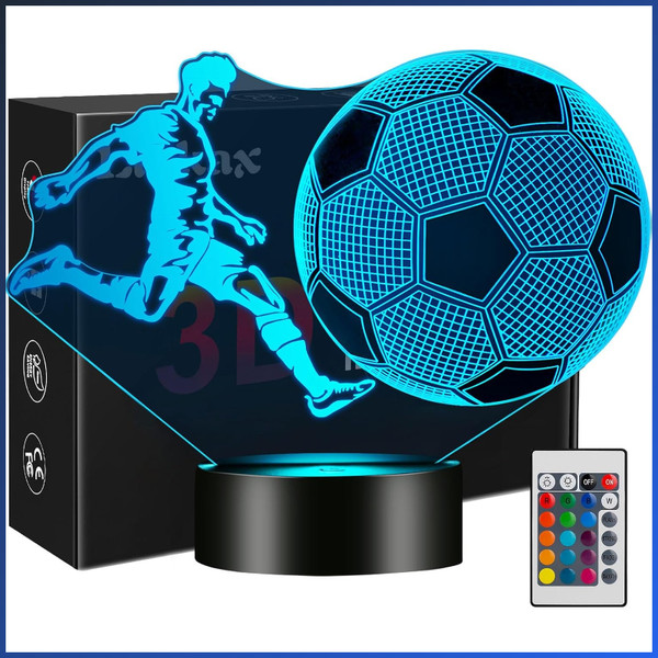 3D Nachtlicht FußBall Lampe Led 16 Farben Kinderzimmer Tischlampe Set-image