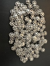 Lot of 136 Silver tone Metal Floral Charms Flower Pendents