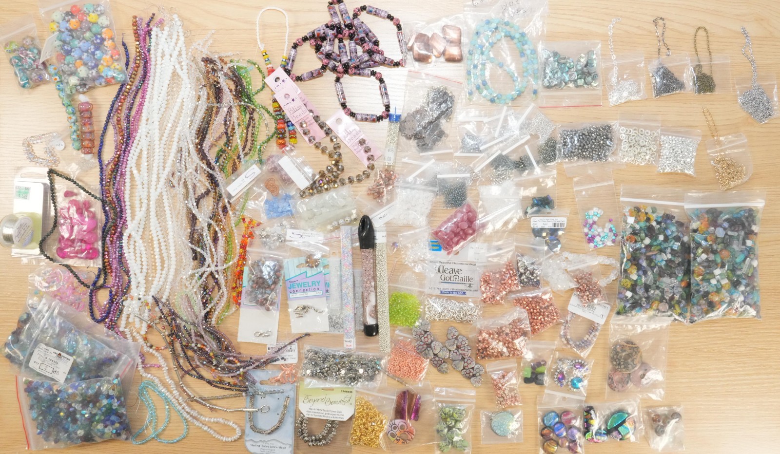 8+ lb Lot Beads-Glass, Crystal, Stone & Metal, Pendants, Chain ~ Unique Finds