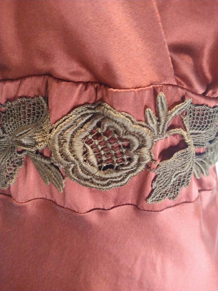 Maxi Vestido Newport News Vintage Para Mujer Rojo Seda Talla 12 Formal Vamp Foto 3 de 4