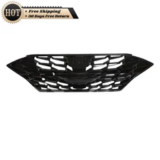 Silscvtt Front Upper Grille W/O Sensor Hole Gloss Black For Hyundai Sonata 20-21