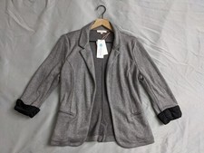 Skies are Blue Blazer Womens Size M Gray Knit Open Front 3/4 Sleeve Polyester