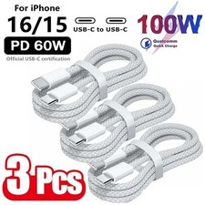 3PCS USB C to C Cable 100W Fast Charging Cord for iPhone 16 15 Samsung