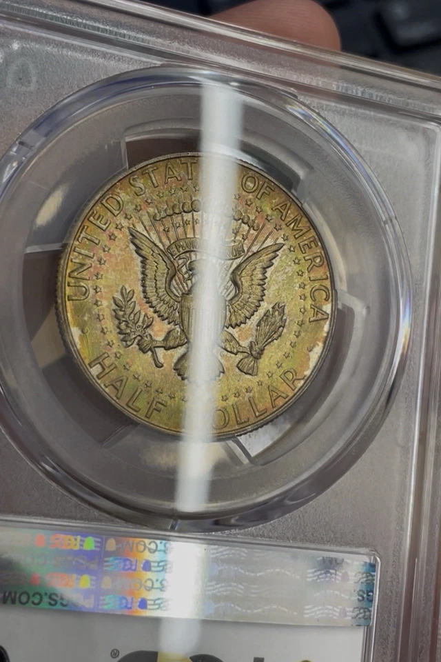 Rainbow Toned 1967 JFK KENNEDY HALF Dollar PCGS MS63 - Image 4 of 4