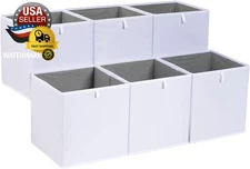Cube Organizer Bins, Collapsible Storage Baskets for Shelves, White, Pack of 6, 