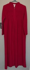 80s Womens L Red Velour Zip Front Robe JC Penney Vintage Robe