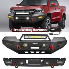 Heavy Steel Front Rear Bumper W/winch Plate&lights For 2015-2022 Chevy Colorado