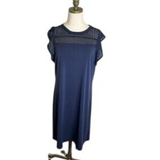 Michael Kors Navy Blue Knit Top Dress Sleeveless Casual Size XL