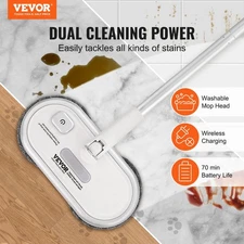 VEVOR Cordless Electric Mop,Up to 70 mins Powerful Battery,Electric Spin Mop wit