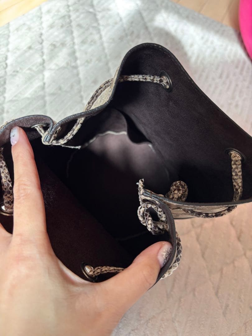 MARCO MASI Python Pattern Leather Tote Bag Beige/… - image 4