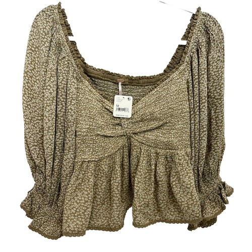 FREE PEOPLE Women's Brittnee Printed Crop Top Tropical Nut Sz Medium New - Picture 13 of 17