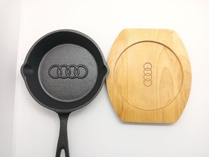Novelty Audi Cast Iron Skillet Wooden Trivet