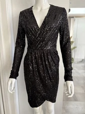 Allyson NEW Ladies Sequin Black Short Cocktail Party Dress Size Small Sparkle
